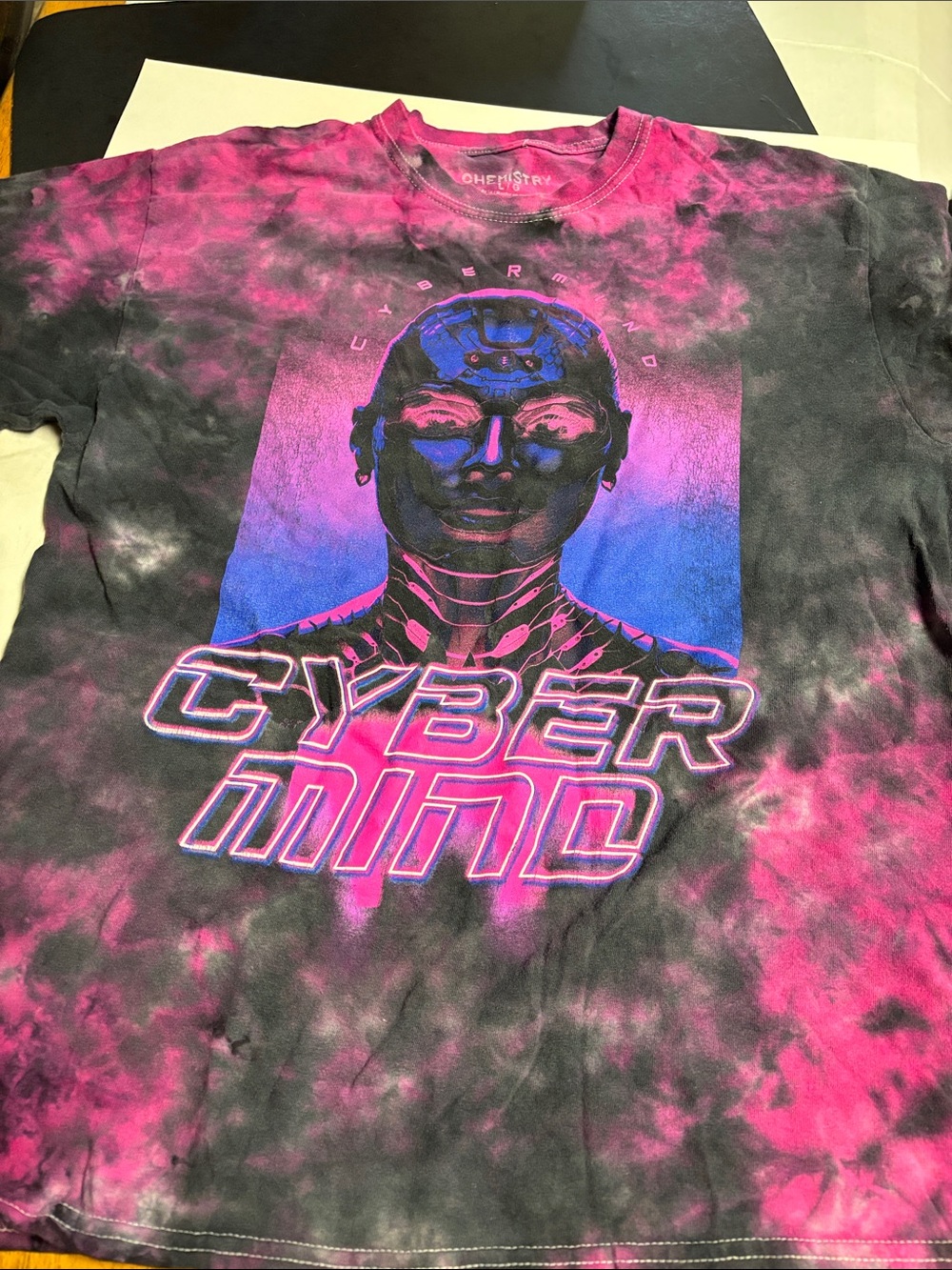 Chemistry Cyber Mind Tie-Dye Graphic Tee - Pink & Black